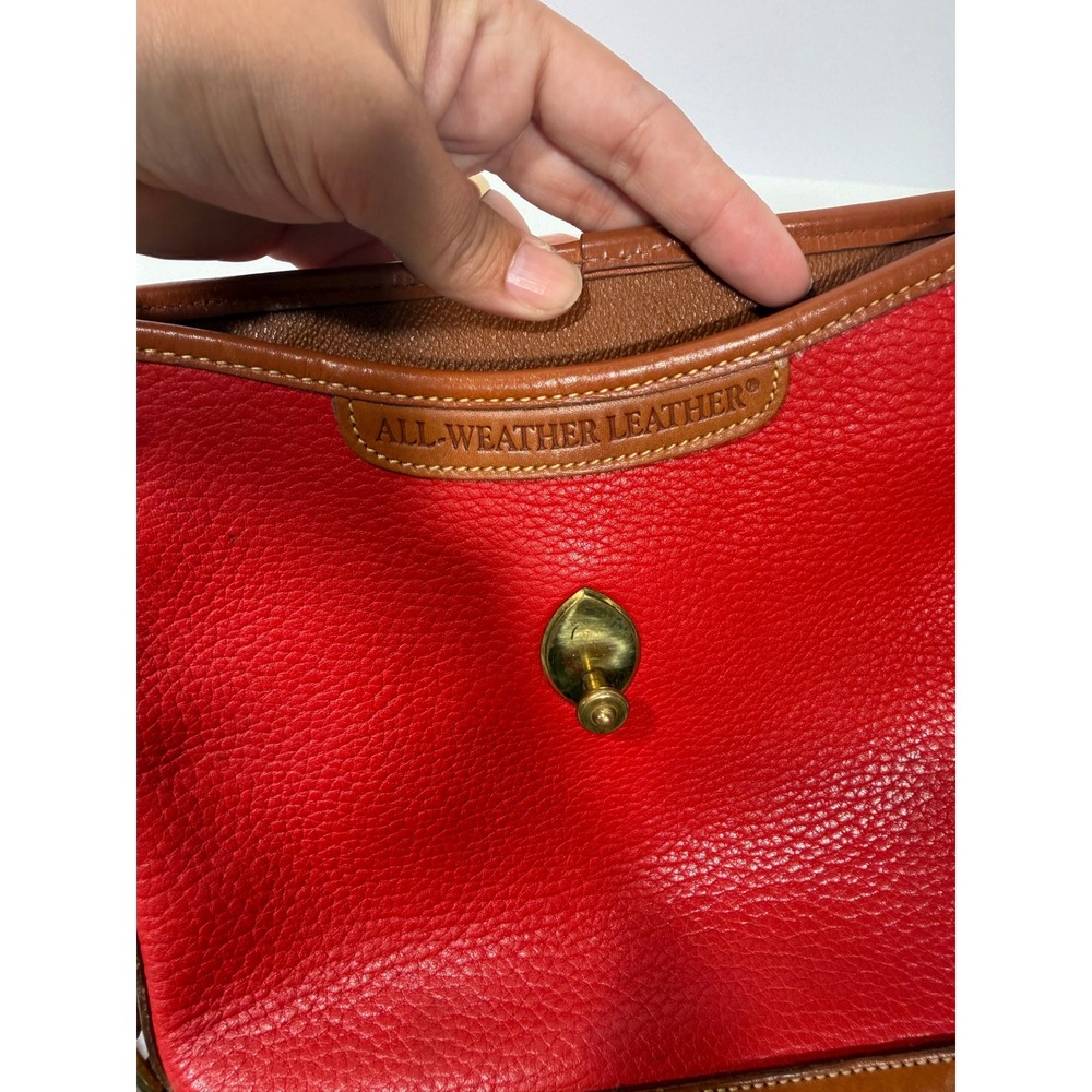 Dooney & Bourke Vintage All Weather Leather Crossbody Bag Red Tan USA Made - Picture 12 of 16